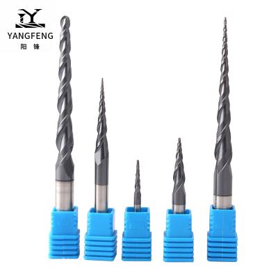 China Nose Solid Bit Ball Nose Ball Taper End Mill Milling Cutter CNC Router CNC HRC55 Tungsten Carbide Knife Tool for sale