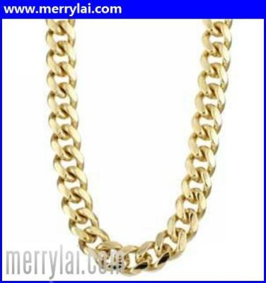 China Stainless Steel 14k Gold Over Chain-14K Gold Over 26 Inch Miami Silver Cuban Chain, Gold Necklace (ML-12-YO1016-002) for sale