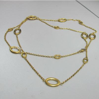 China 2014 oval charms necklace, new style stainless steel women's necklace IP gold satatement stainless steel flat for sale