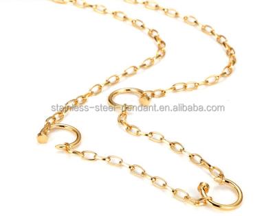 China New Design Hand Made 68mm Long Chain Rose Gold Plating Stainless Steel Necklace for sale