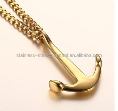 China Fashion Necklace Jewelry Gold Plating Stainless Steel Anchor Shape Necklace Teen Wholesale Hand Made for sale