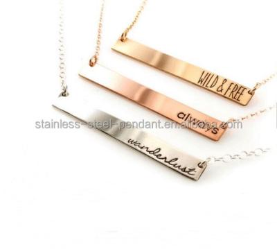 China Custom Name Necklace 14k Gold Plating Steel Bar Handcrafted Personalized Stainless Steel Bar Necklace for sale