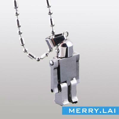 China 316L Stainless Steel Fashion Robot Necklace Ball Chain Pendant Jewelry For Boys (ML-YL1374-6) for sale