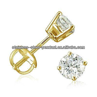 China Health Care and Decoration 1/2ct Diamond Stud Earrings Set in 14K Yellow Gold Plated Stainless Steel with Screw-backs (ML-12-MA1121-16) for sale