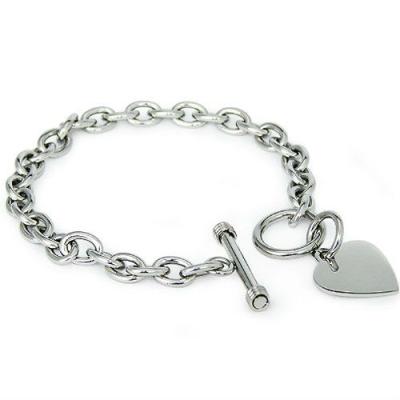 China Stainless Steel High Polished Stainless Steel Heart Chain Bracelet With Toggle Clasp (ML-MA-1228-45) for sale