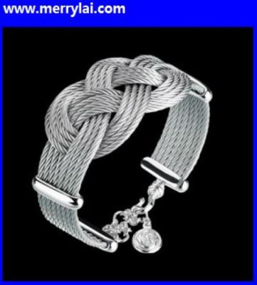 China Handmake Wire Twisted Knot Bracelet Steel Cable Twisted Bracelet for sale