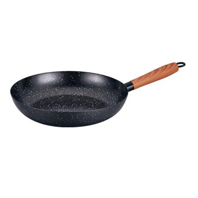 China Wholesale Sustainable Soft Touch Bakelite Handle Black Non Carbon Steel Stick Marble Pan for sale