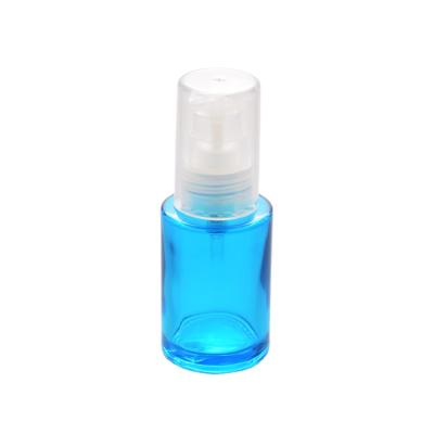 China Non Spill Clear Frosted Glass Bottle Bottle With Base Glass Liquid Treatment Pump 30ml Bottle for sale