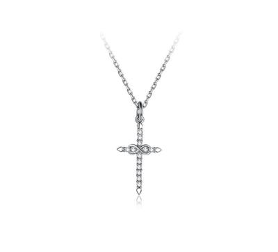 China Sterling Silver Simple Cross Pendant Necklace Hip Hop Fashion Jewelry 925 Pave Set Zirconia Christian Jewelry for sale