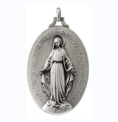 China Vintage Religious Wholesale Miraculous Medal Antique Pendant Silver Plated Oval Virgin Mary Pendant for sale