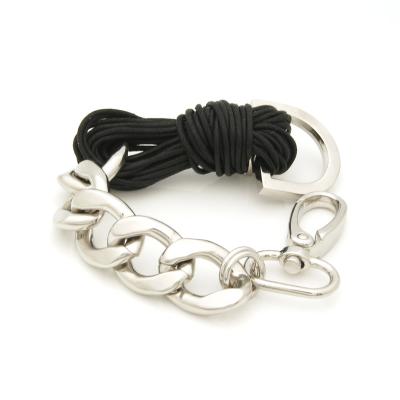 China Trendy Fashion Jewelry Platinum Color Cuba Link Chain Bracelet with Wax Rope Unisex Gift for sale