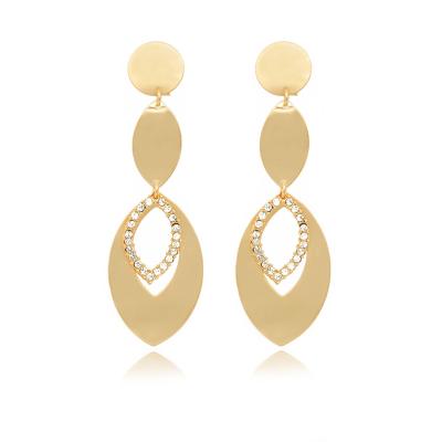 China Wholesale FASHIONABLE Marquise Hollow Out Brush Finish Rhinestones Drop Earrings Trendy Gift Engagement for sale