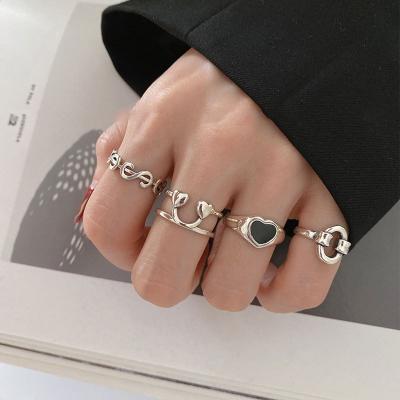 China 925 Sterling Silver Plating Korea Heart-Shaped Love Peach Dollar Ring Fashion Trend Smiley Ring Female Hot Index Finger Tail for sale