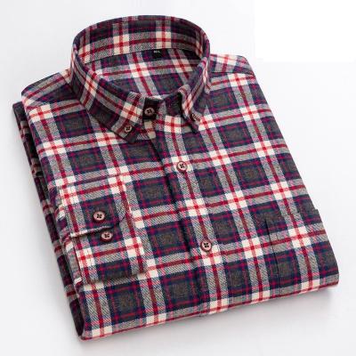 China Anti-pilling men's casual plaid shirt top men's casual autumn/winter sale cotton plaid shirt long sleeve warm shirt for sale