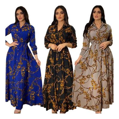 China Wholesale Dubai Arabic Kaftan Long Sleeve Kimono Abaya Women Islamic Clothing Flower Long Sleeve Dubai Tutkish Printed Muslim Abaya Dresses for sale