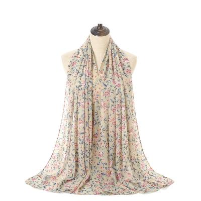 China 2022 New Arrival Fashion Design Plain Color Chiffon Scarf Women Modal Hijab Scarf Floral Print for sale