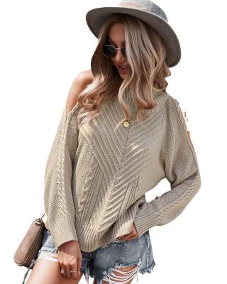 China 2022 New Arrival Autumn And Winter Women's Off-shoulder Anti-wrinkle Long Sleeve Hand Knit Sweater Patterns for sale