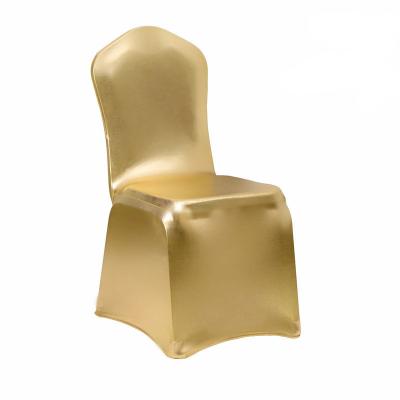 China Simple Weeding Party Or Banquet Use Metallic Gold Spandex Chair Cover For Wedding for sale