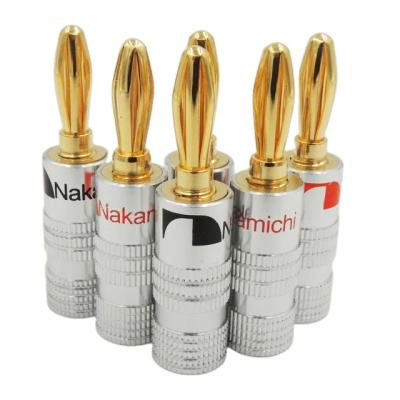 China audio & 24K Gold Nakamichi Speaker Banana Plugs High Quality Pure Copper Audio Visual Jack Connector for sale