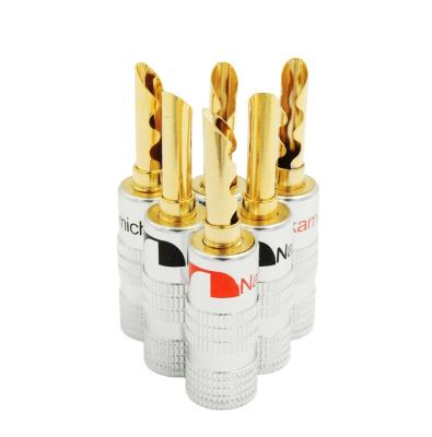 China audio & High Quality Straight Video Nakamichi 4mm Banana Plug 24K Gold Plated BFA Male Speaker Copper Audio Connector for sale