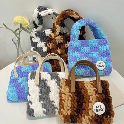 China New Fashion DIY Colorful Handmade Crochet Tote Bag With Custom Logo for sale