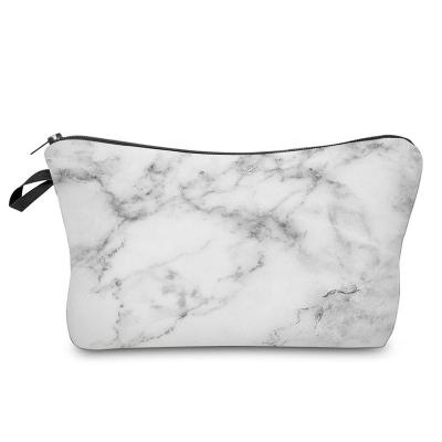 China New Fashion Waterproof Marble 3D Printed Waterproof Travel Cosmetic Make Up Bag Custom for sale