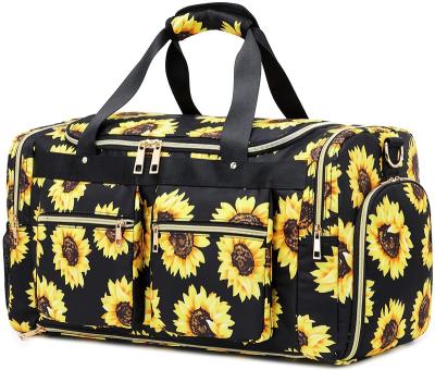 China Travel Tote Bag Sunflower Black Weekend Duffle Bag Shoe Bag Men Women Overnight To Weekender High Quality for sale