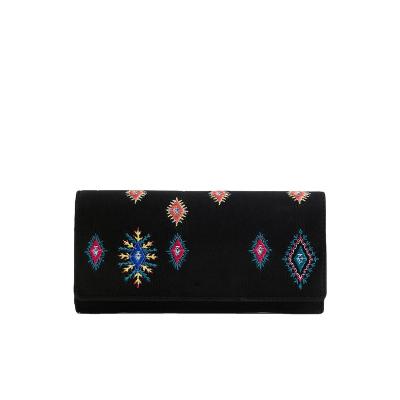 China Boho Design Exclusive Handmade Women Coin Purse Card Holder Boho Style Embroidery Wallet Long for sale