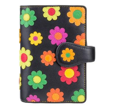 China Waterproof Ladies Travel Purse Zipper Around Clutch Wallets RFID Wristband Blocking Flower PU Leather Women Wallet Along for sale