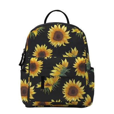 China New Fashion Sunflower Waterproof Polyester Printing Waterproof Women's Mini Backpack for sale