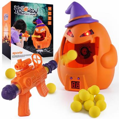 China Eco-Friendly Amazon Top Selling Plastic Foam Ball Air Gun Shooting Pumpkin Kids Sports Game Juguete De Halloween for sale