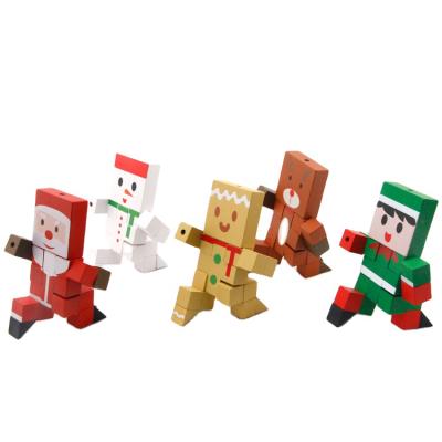 China Sensitive Wooden Education Toy Christmas Dolls Best Xmas Gift Popular Xmas Gift Robot Puzzle Juguetes De Navidad for sale