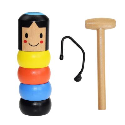 China Mr Funny Indoor Magic Toy Stage Magic Props Immortal Unbreakable Wooden Man Magic Tricks Daruma Toy Bricks for sale