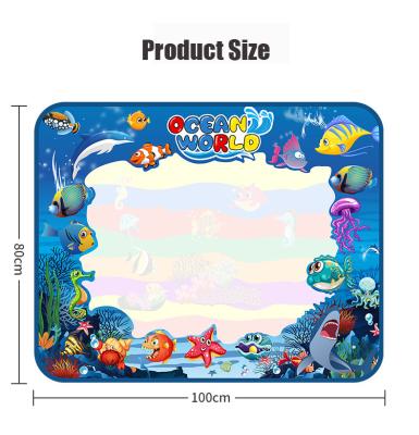 China Large Size TC+PE Plastic 100*80cm Education DIY Aqua Magic Painting Water Drawing Doodle Mat with Doodle Pen for sale