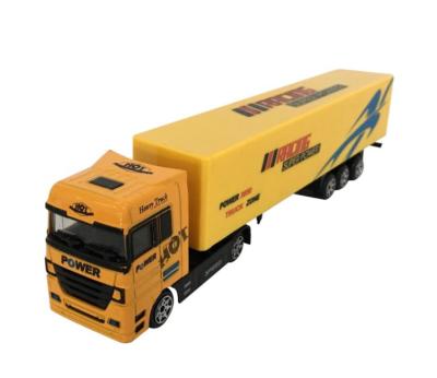 China Safety Customized Logo Printing 1:64 Diecast Model Container Truck Pull Back Alloy Truck Toys For Boys for sale