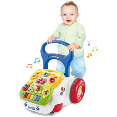 China Safe Most Popular First Stage Musical Cheap Multifunctional Baby Learning Walker Push Car Educational Toy For Early To Learn for sale