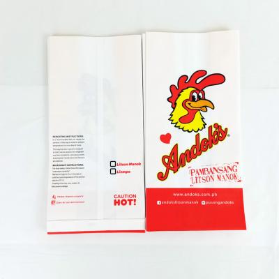 China Recycled Materials Custom Print Cooked Chicken Coated Paper Bag With Your Own Logo Greaseproof Boiled Chicken Soup Paper Bags for sale