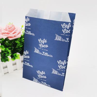 China Customized Printing Food Packaging Paper Bag Flat Bottom Waterproof Paper Bag Biodegradable Potato Chips Fries Paper Bags for sale