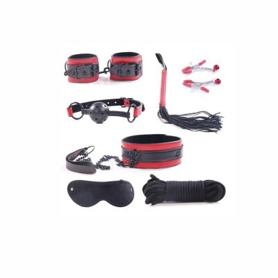 China Best Quality SM Adult Games SM Games PU 7 Pcs In One Set Black Bondage Bondage Adult Toys Rivets Restraints Games Kits for sale