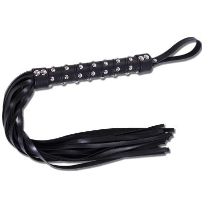 China Factory wholesale pu flogging black flogging rivets whip rimmed bdsm for sale