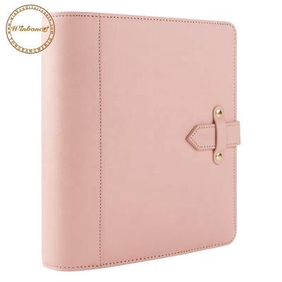 China Pink Durable Faux Leather Custom Size and Color Promotional Custom Ring Agenda Custom Planner Vegan Leather Binder for sale