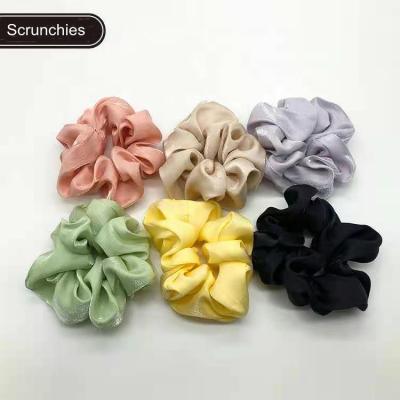 China Wholesales Hair Fabric Hair Scrunchies Elastic Smooth Silk Hair Ties Silk Scrunchies for sale