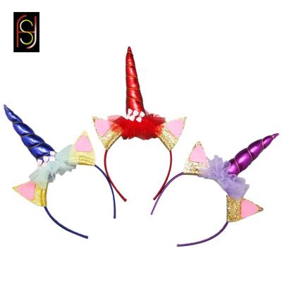 China Gift Unicorn Party Headband Kids Girls Hair Accessories Bow Headband for sale