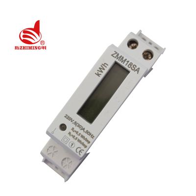 China ZMM18SA DIN Electric Rail Smart 1 Phase 2 Wire Digital KWH Energy Meter, Electronic Energy Meter ZMM18S for sale