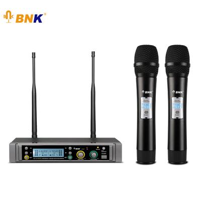 China Professional Headset Microphone BNK Dual Channels Karaoke System UHF Wireless Microphone CE5 for sale