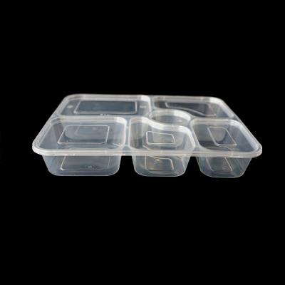 China 2021 Hot Selling Microwavable Promotion Caterer 6 Compartment Modern Plastic Lunch Box for sale