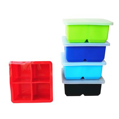 China Viable Reusable Whiskey Silicone Ice Cube Tray With Lid Silicone Ice Cube Freezer Stone Ice Tray for sale