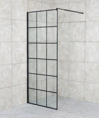 China Simple Chinese Factory Black Aluminum Walk In Black Grids In Shower Room for sale