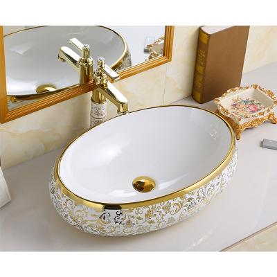 China Surfaces Moderne De Mesa Oval Golden Art Basin Du Lavabo De Bain Moderne Cocina Encimeras Lavabos Y Bathroom Sinks for sale