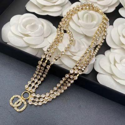 China 2022 Popular Fashion Designer High Quality Diamond Channel Necklace Jewelry Fashion Unfading Crystal Necklaces for sale